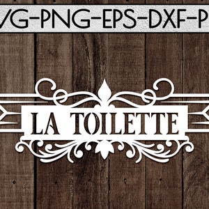 la toilette teken papercut snijden sjabloon, toilet bord svg, toilet deur hanger, Franse wc decor, metalen ontwerp, interieur, cricut, dxf pdf