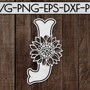 zonnebloem lettertype j papercut sjabloon, laser gesneden, cadeau-ideeën, zomer svg, uitnodiging kaart, afdrukbaar, cirkel silhouet, cricut, dxf, eps, png