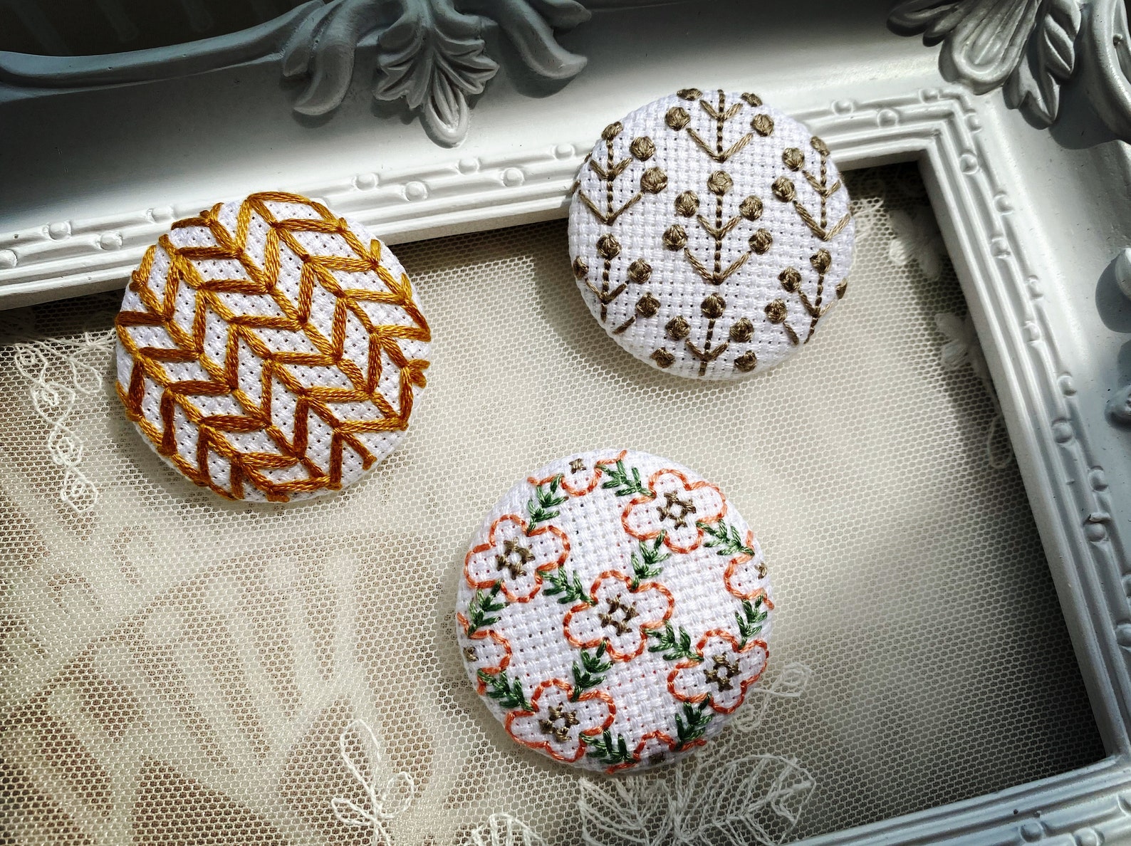 Handmade Cross Stitch Brooch Embroidered Brooch Handmade Etsy