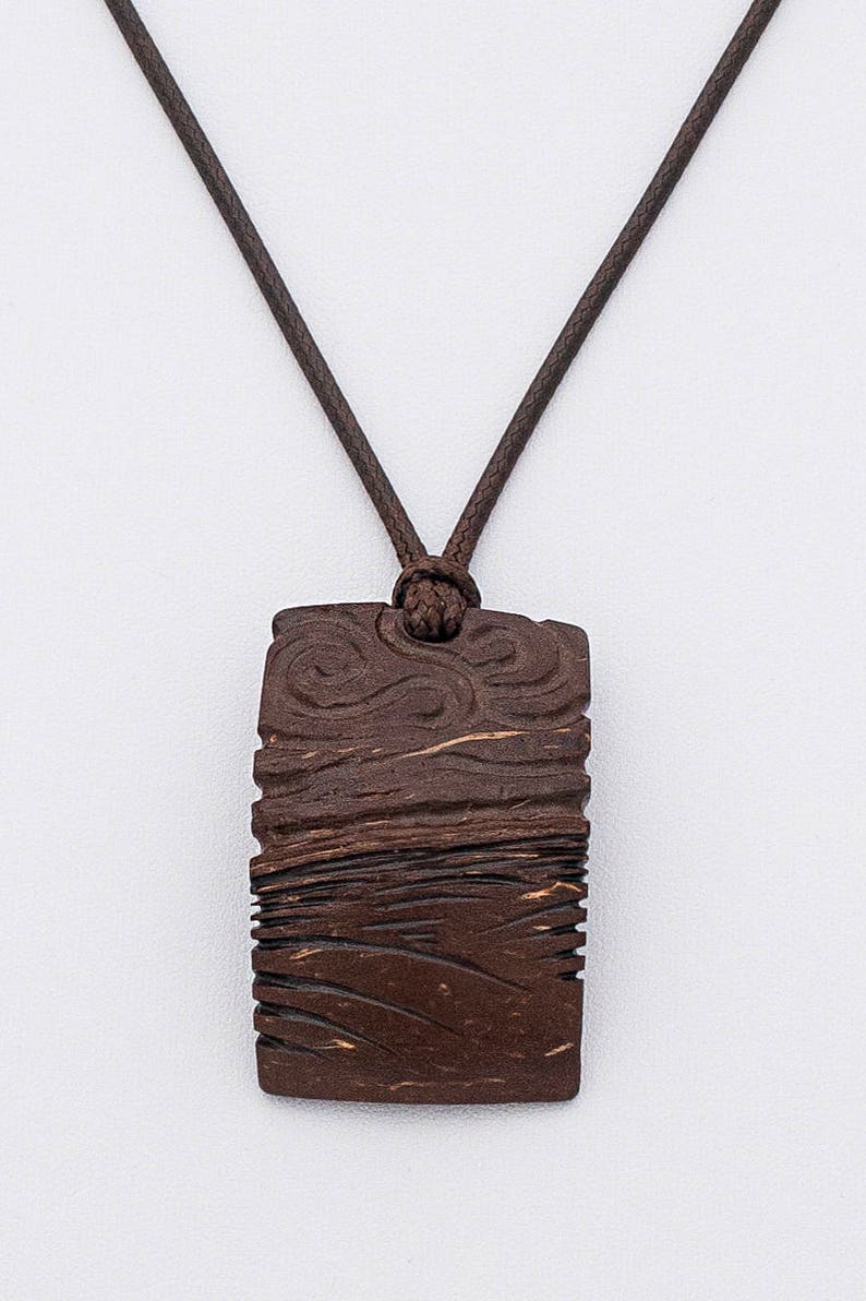 Unisex Hand Carved Jewelry Wood Pendant One of a kind Jewelry Set Modern Woodworking Wood Bracelet The Wizard Of Coconut Shell Jewelry
