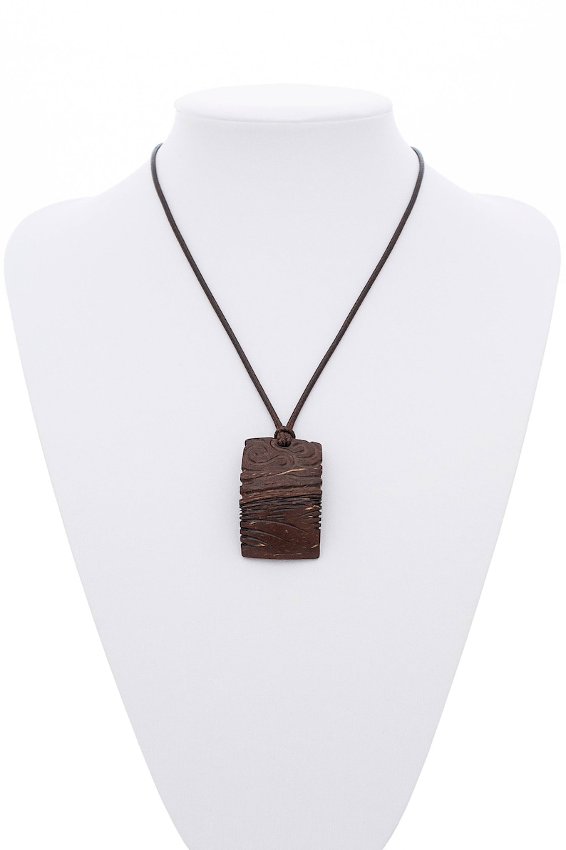Unisex Hand Carved Jewelry Wood Pendant One of a kind Jewelry Set Modern Woodworking Wood Bracelet The Wizard Of Coconut Shell Jewelry