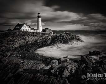 Lighthouse Photo - New England - Portland Head Light - Beach Photography - Ocean Print - Maine Wall Art - Home Decor - Fine Art Print