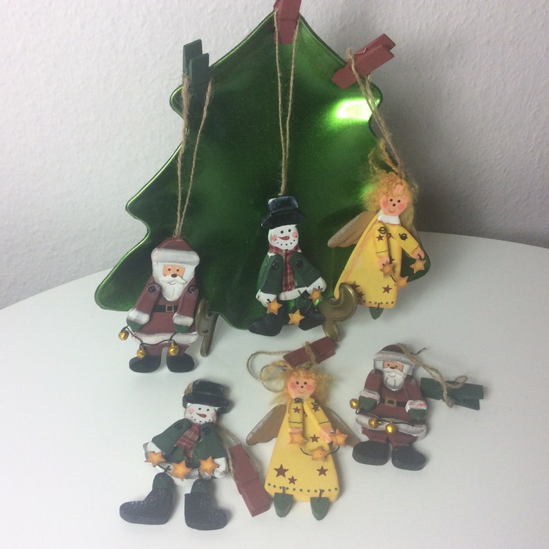 Wooden christmas tree decoration german ornaments 6 pcs  Etsy