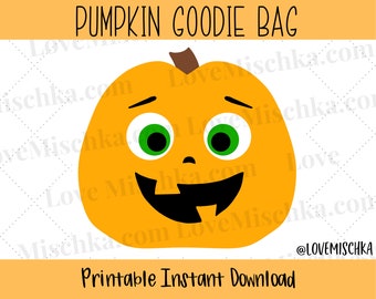 Halloween Party Favor Gift Bags / Goodie Bags for Kids / Birthday / Instant Download / Printables / DIY Bags / Pumpkin / Jack O Lantern
