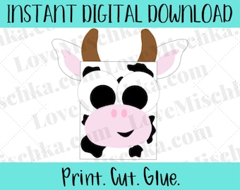 Cow Goodie Bags / Party Favor Gift Bags for Kids / Printable / Download / DIY / Barnyard / Birthday / Baby Shower / Farm Animals / Cow