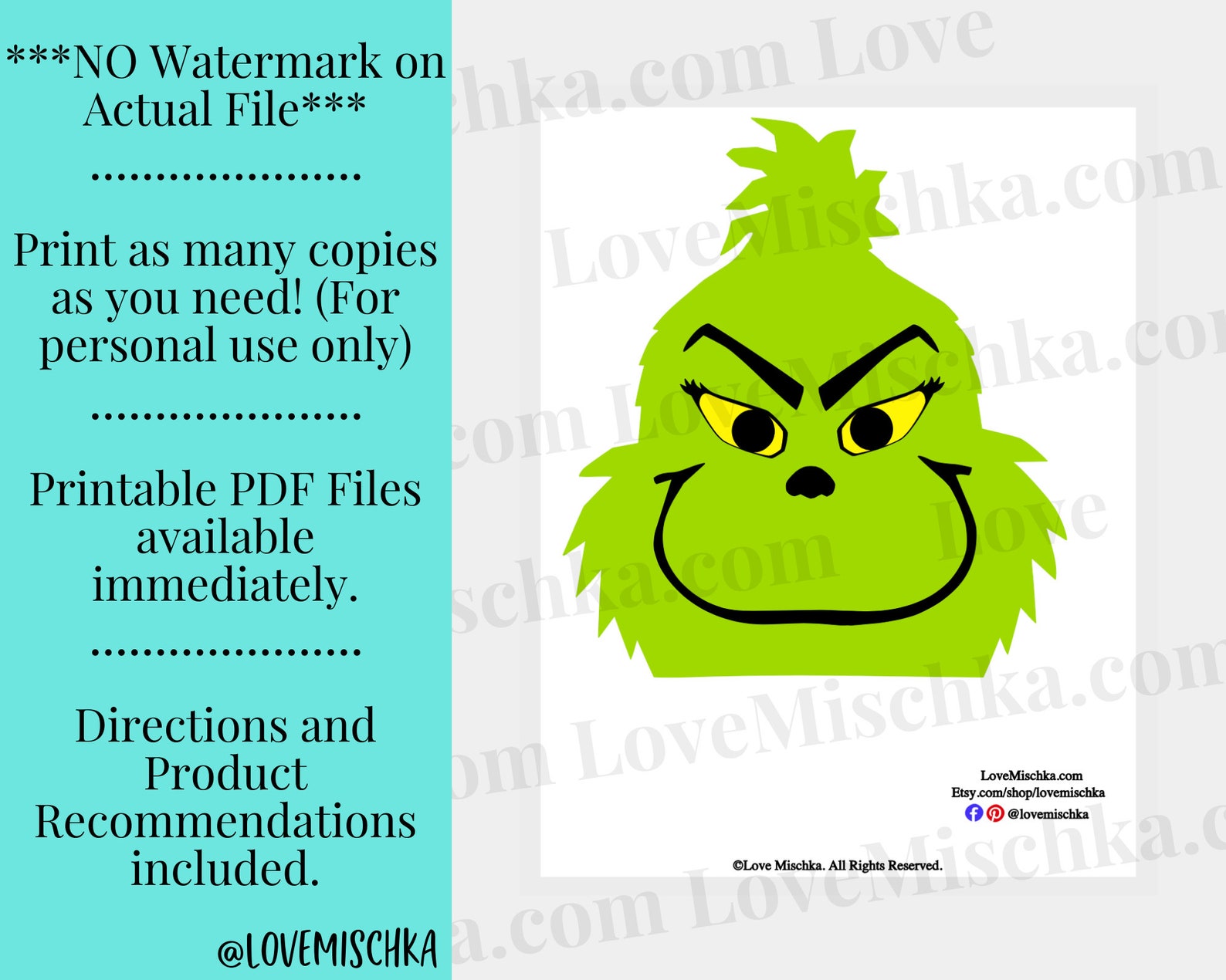 Grinch Party Favor Gift Bag Printable | Goodie Bags | Instant Download ...