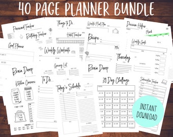 2021 Printable Planner Bundle | Daily Planner | Productivity Planner | Planner Insert | Weekly Planner | Fitness | Recipe | Goals | Organize