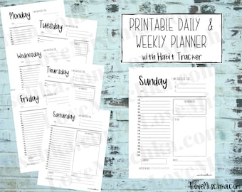 Printable Daily and Weekly Planner / Planner Insert / Planner Printables / Daily To Do / Habit Tracker / Weekly Schedule / Planner Pages