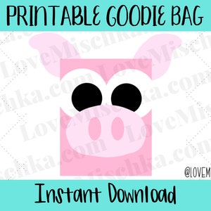 Pig Goodie Bags / Party Favor Gift Bags for Kids / Printable / Download / DIY / Barnyard / Birthday / Baby Shower / Farm Animals / Pig