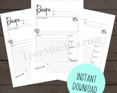 Recipe Printable - Instant Download - Recipe Planner Insert - Recipe Card - Recipe Binder Insert - Meal Planning - Print at Home Recipe Card