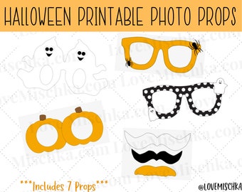 Set of Halloween Photobooth Party Props | Printable Photo Prop | Instant Download | Ghost | Spider | Party Glasses | Mustaches