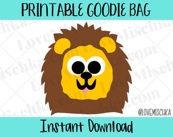 Lion Party Favor Gift Bags / Goodie Bags / Instant Download / Jungle / Printable / DIY / Safari / Zoo / Birthday / Baby Shower / Lion
