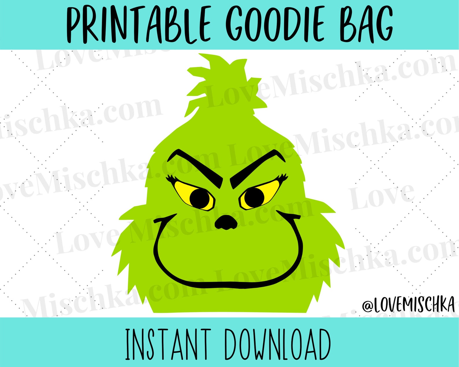 Grinch Party Favor Gift Bag Printable | Goodie Bags | Instant Download ...