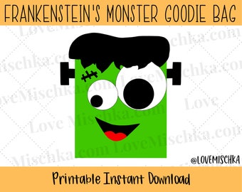 Halloween Party Favor Gift Bags / Goodie Bags for Kids / Birthday / Instant Download / Printables / DIY Bags / Frankenstein / Monster Mash