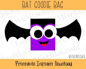 Bat Printable Cut-Out Goodie Bag - Instant Digital Download - Halloween Bags - DIY Party Favors - Bat