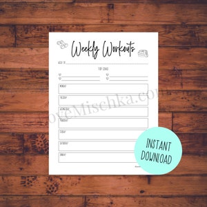 Weekly Workouts | Fitness Planner Printable | Workout Planner Insert | Fitness Goals | Workout Schedule | Printable Planner Template