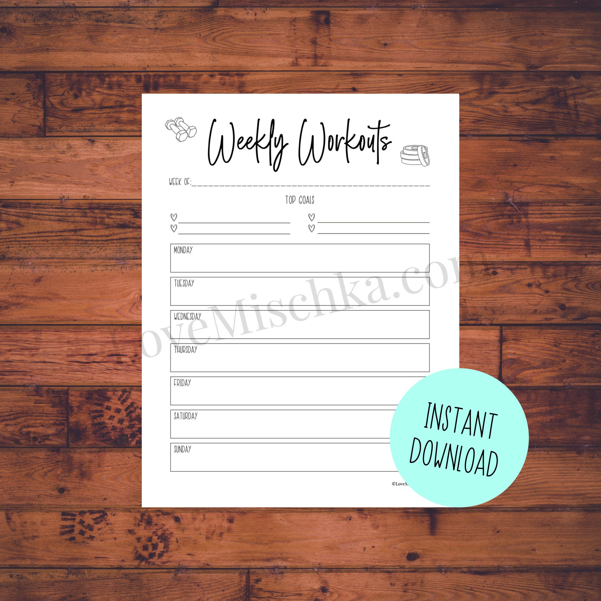 Weekly Workouts | Fitness Planner Printable | Workout Planner Insert ...