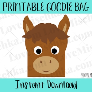 Horse Goodie Bags / Party Favor Gift Bags for Kids / Printable / Download / DIY / Barnyard / Birthday / Baby Shower / Farm Animals / Horse