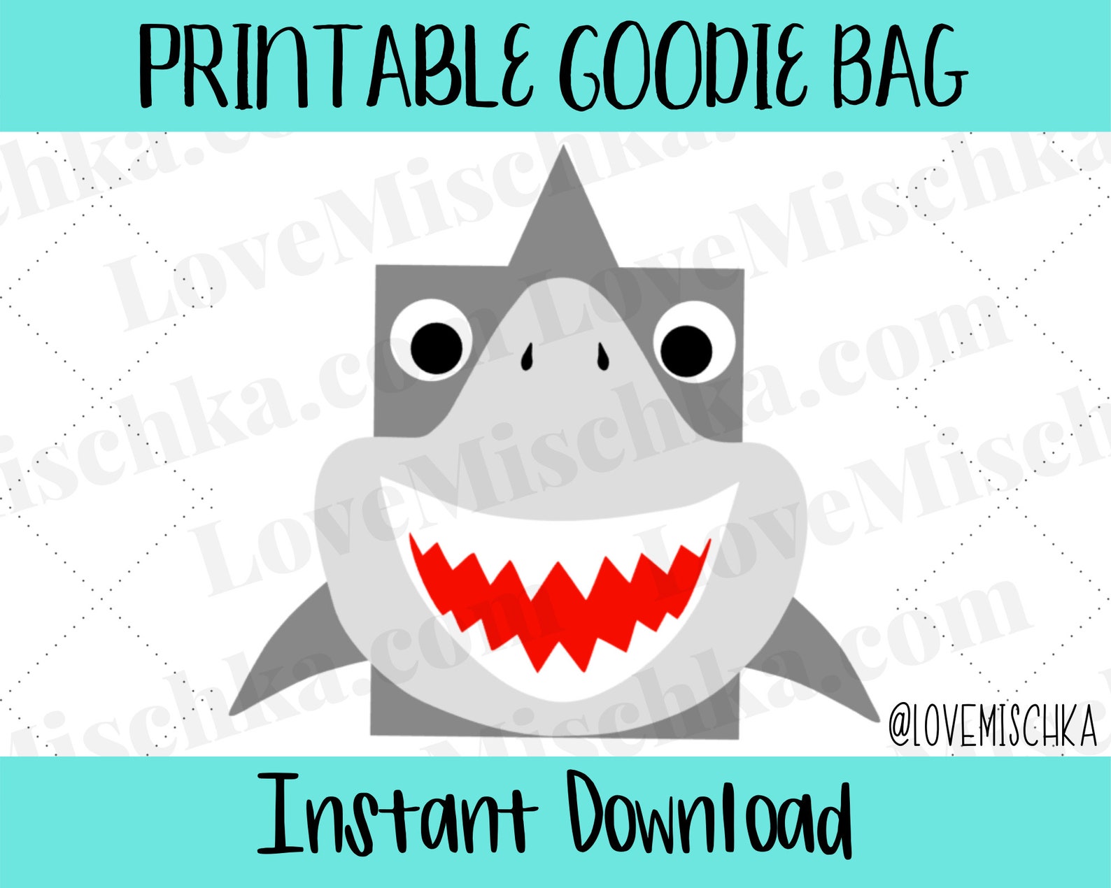 Shark Party Favor Gift Bag / Goodie Bag / Bags for Kids / Birthday ...