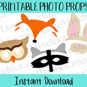 Set of Printable Woodland Photo Props / Photo Booth Props / Woodland Creatures / Forest Animals / Birthday / Baby Shower / DIY / Party Props