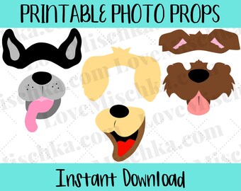 Set of 6 Dog Printable Photo Props / Instant Download / Dogs / Photobooth / DIY / Birthday / Party Props / Puppy Party / Paw / Puppies / Dog