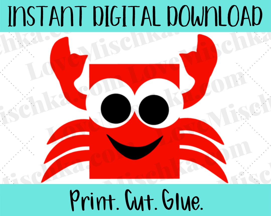 Crab Printable Cutout Goodie Bag Instant Digital Download Make Your