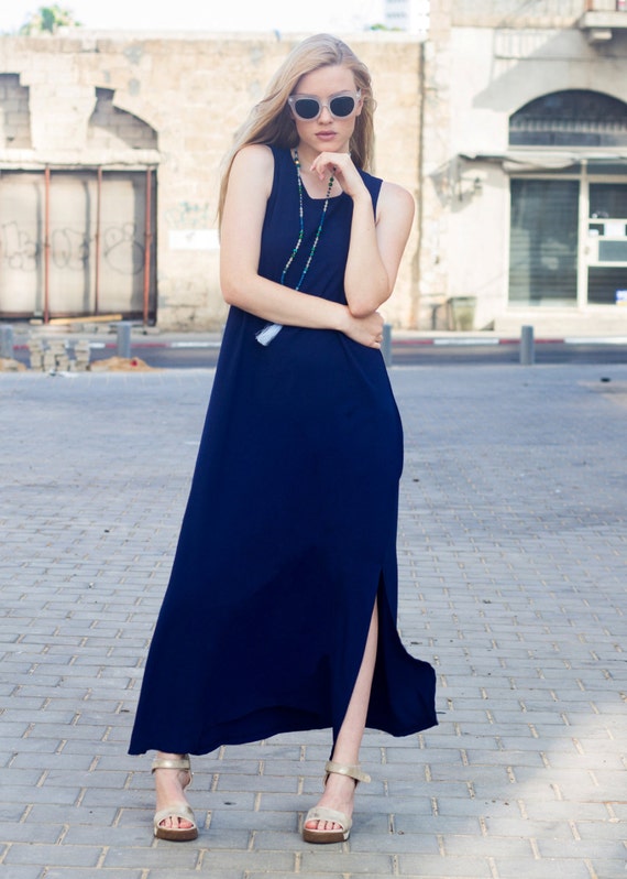 dark blue maxi dress