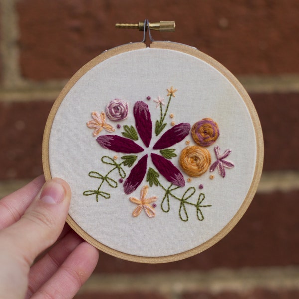 Floral Hand Embroidery Hoop