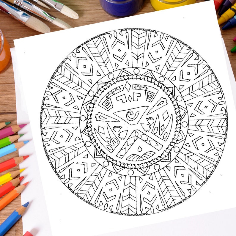 Printable digital download Native American mandala Adult | Etsy