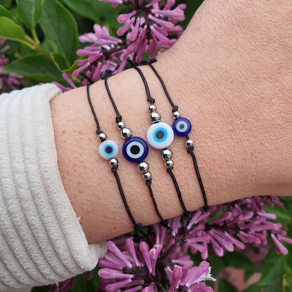 Amazon.com: Blue Evil Eye Bracelets Set of 3 Black Bead Protection Jewelry  Boho Handmade Beach Bracelet for Women Men Boys Girls (Color D) : Handmade  Products