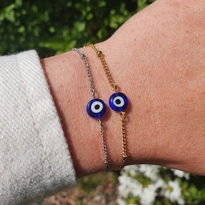 Handmade Evil Eye Bracelet Stainless Steel Glass Beads Evil Eye Bracelet Silver Evil Eye Bracelet Gold Protection Bracelet Blue Eye Jewelry