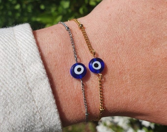 Handmade Evil Eye Bracelet Stainless Steel Glass Beads Evil Eye Bracelet Silver Evil Eye Bracelet Gold Protection Bracelet Blue Eye Jewelry