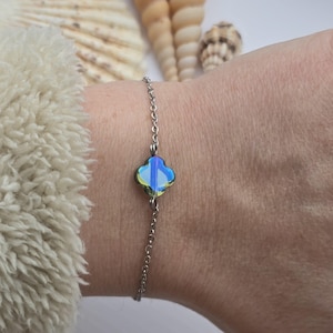 Clover Bracelet Stainless Steel Chain, Delicate Bracelet for Luck, Prosperity, Protection and Harmony, Clover Jewellery, Gift for Friend