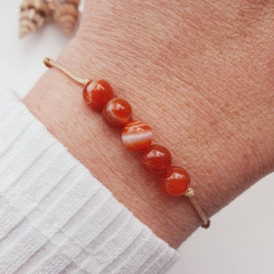 Red Agate Bracelet, Adjustable Cord Bracelet, Red Agate Jewellery UK, Bracelet for Creativity, Good Luck, Protection, Longevity, Harmony