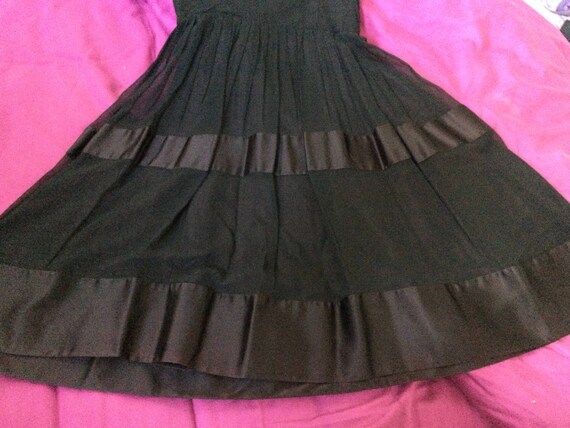 Lovely 1950s Black Chiffon Cocktail Dress - image 4