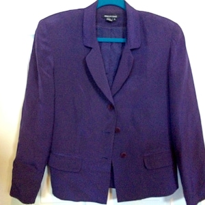 Shop Restyled Vintage Vintage Clothing Shop Purple 100% Silk Long Sleeve Blazer Jacket