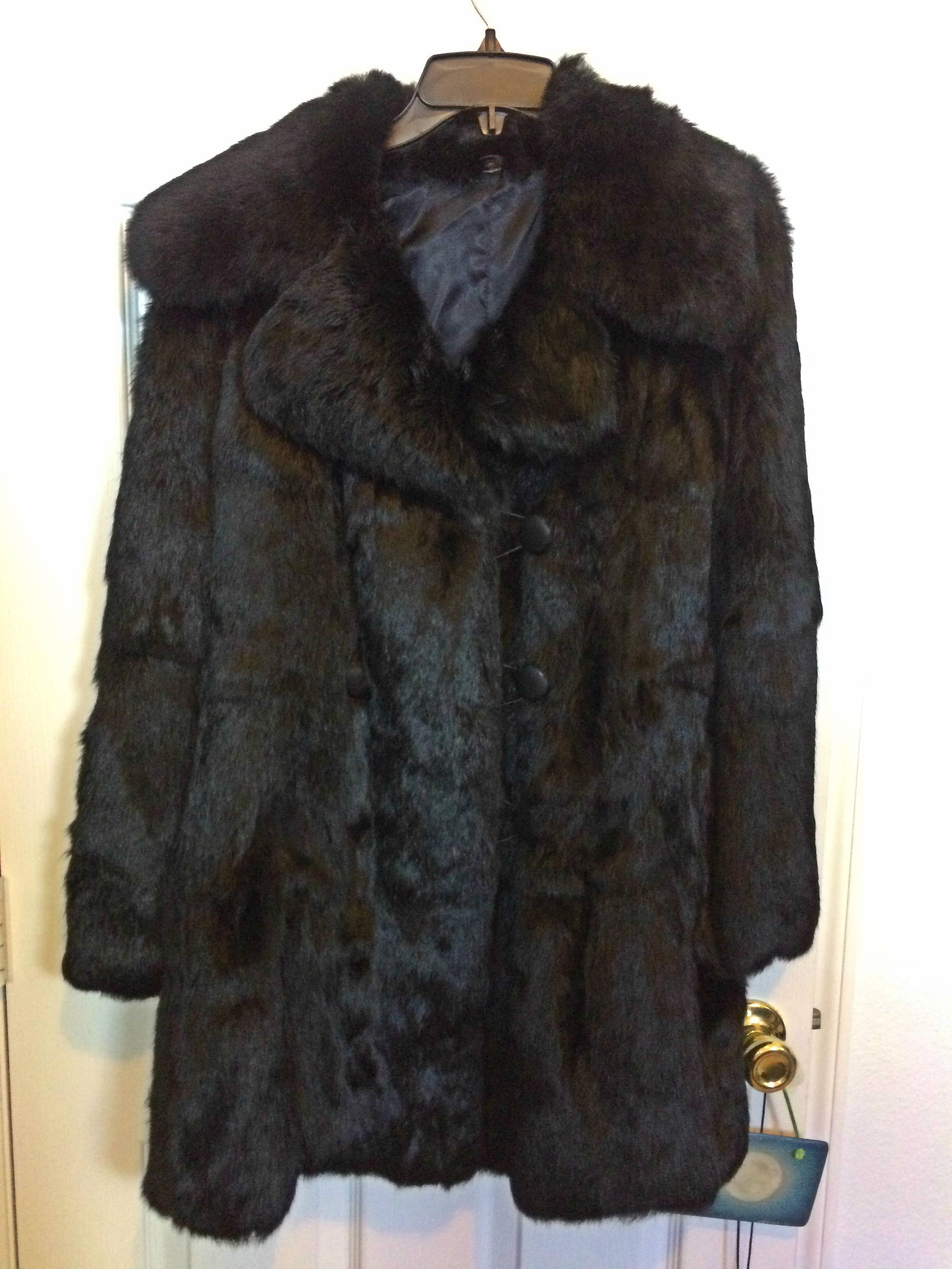 black rabbit fur coat