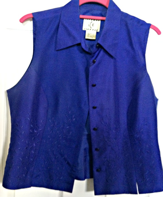 Blue Silk Embroidered Vest Waiscoat - image 1