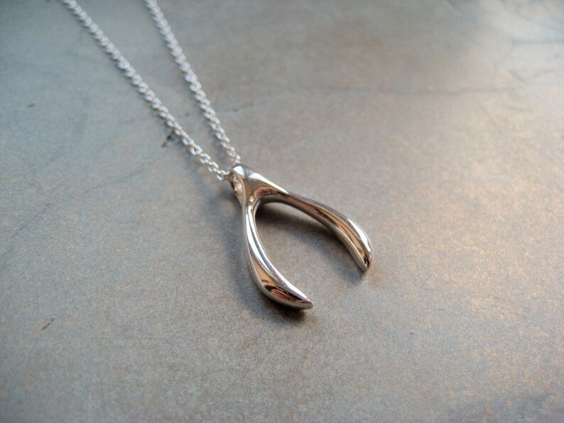 Wishbone Necklace Sterling Silver Wishbone Necklace Good Etsy