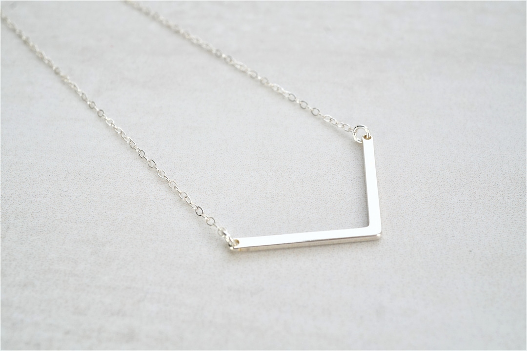 V Shaped Necklace, Chevron Necklace, Layering Necklace, Silver V