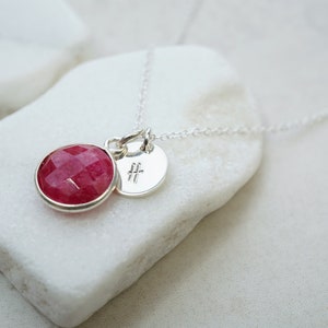 Personalised ruby necklace, July birthstone necklace, gold fill, sterling silver gemstone necklace, Ruby corundum, gift for her, So You