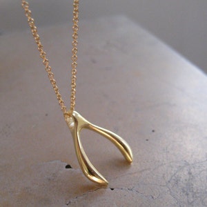Gold wishbone necklace, good luck jewellery, gold layering necklace, 24k gold vermeil, delicate necklace, minimalist pendant necklace