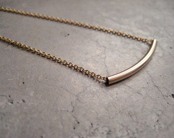Gold layering necklace, tube pendant, dainty gold necklace, minimalist gold necklace, layering necklace, minimalist gold jewellery