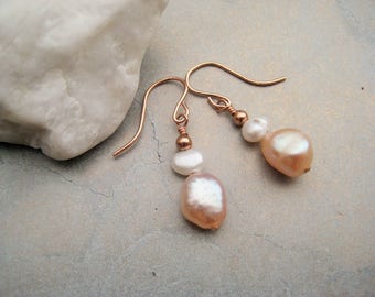 Freshwater Pearl Drop Earrings: Sterling Silver, Gold, or Rose Gold Fill