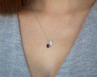 Amethyst necklace, February birthstone necklace, silver amethyst necklace, gold amethyst necklace, personalised initial necklace