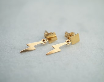 tiny gold studs, gold charm earrings, gold stud earrings, cute gold stud earrings, dainty gold jewellery, gold fill dangly stud earrings