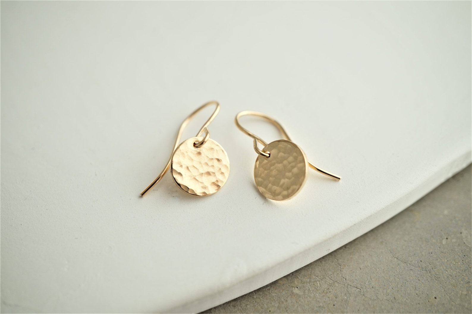 Dainty Hammered Gold Earrings Hammered Disc Earrings Silver Etsy UK
