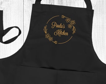 Personalised Embroidered Apron, Daisy.Kitchen Cooking Chef Apron Unisex Apron With Pockets