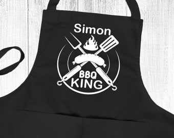 Personalised BBQ Apron,  BBQ King  Cooking Chef Apron Unisex Apron With Pockets