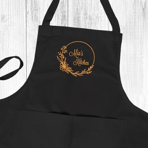 Personalised Embroidered Apron, Pretty Daisy.Kitchen Cooking Chef Apron Unisex Apron With Pockets